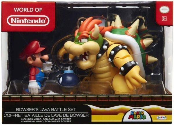 Nintendo Super Mario Bowser Vs Mario Diorama Figure 3 Pack