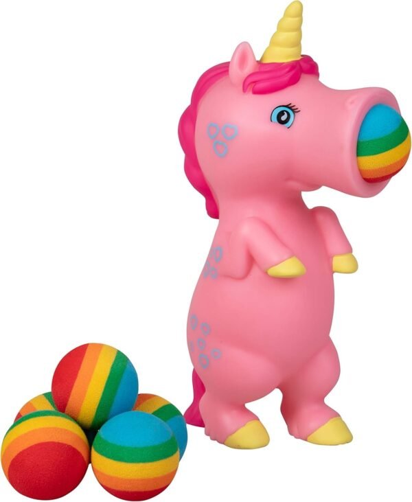 Hog Wild Pink Unicorn Popper Toy - Shoot Foam Balls Up to 20 Feet - 6 Rainbow Balls Included - Age 4+