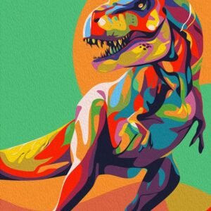 iFymei DIY Oil Painting Kit , Paint by Numbers for Adults & Kids & Beginner , 16 x 20 inch Canvas & Acrylic Paints - Colorful Dinosaurs