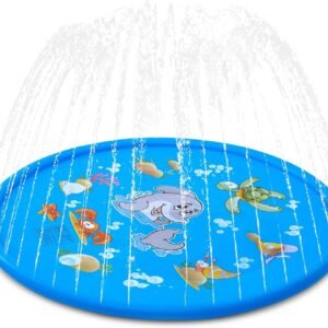 ALWOA Splash Pad, 68?Kids Sprinkler Pad for 1 2 3 4 5 Year Old Toddler Children Boys Girls, Inflatable Shark Water Toys Fun for Outdoor, Upgraded Sprinkle and Splash Play Mat with Wading Pool