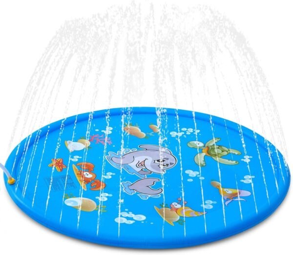 ALWOA Splash Pad, 68?Kids Sprinkler Pad for 1 2 3 4 5 Year Old Toddler Children Boys Girls, Inflatable Shark Water Toys Fun for Outdoor, Upgraded Sprinkle and Splash Play Mat with Wading Pool