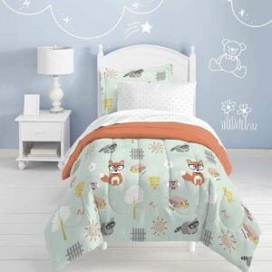 dream FACTORY Casual Woodland Friends Comforter Set, Twin, Green