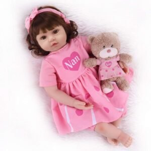 CHAREX 18 Inch Reborn Baby Dolls Girl Realistic Handmade Toddler Reborn Dolls with Pink Dress,Newborn Baby Dolls for Age 3+