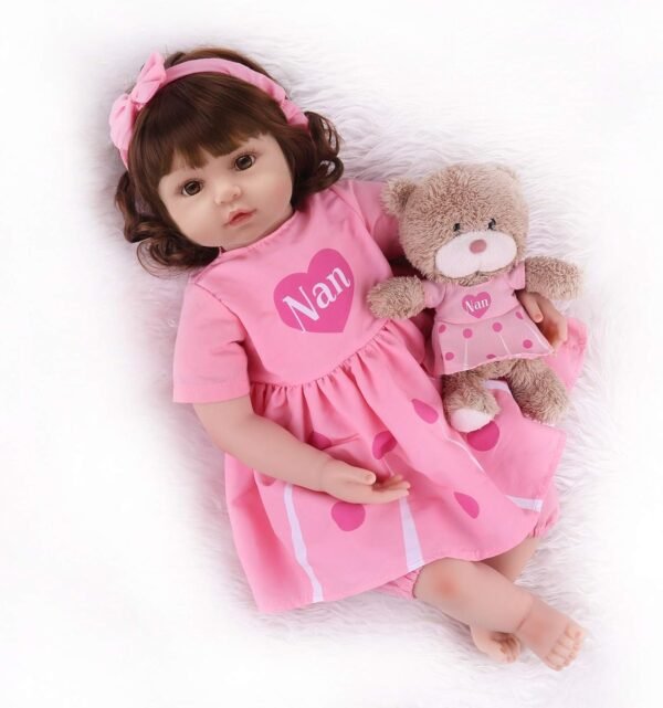 CHAREX 18 Inch Reborn Baby Dolls Girl Realistic Handmade Toddler Reborn Dolls with Pink Dress,Newborn Baby Dolls for Age 3+