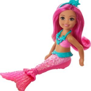 Barbie Dreamtopia Chelsea Mermaid Doll, 6.5-inch with Pink Hair and Tail, Multicolor