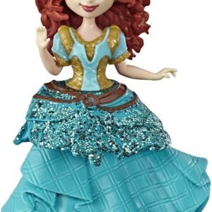 Disney Princess Merida Collectible Doll with Glittery Blue & Gold One-Clip Dress, Royal Clips Fashion Toy for 3 Year Olds & Up