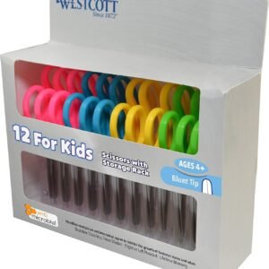 Westcott 14871 5' School Pack of Kids Scissors with Anti-Microbial Protection, Blunt, Assorted Colors (Pack of 12)