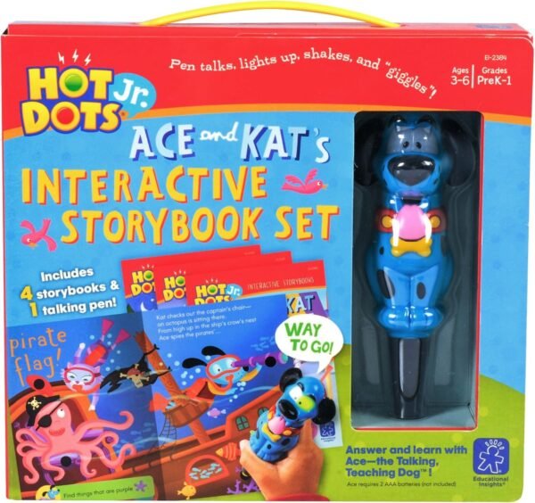 Educational Insights Hot Dots Jr. Interactive Storybook, 4 Books & Interactive Pen, Homeschool, Early Learning Activities for Ages 3+