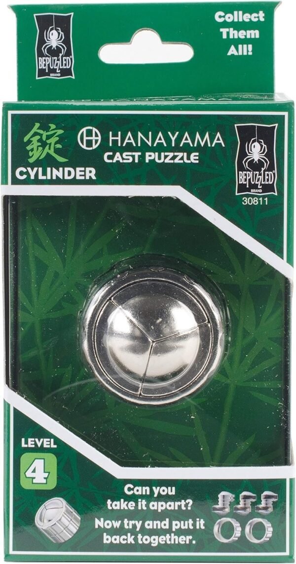 BePuzzled 30811 Cylinder Hanayama Cast Metal Brain Teaser Puzzle (Level 4) Puzzles For Kids & Adults Ages 12 & Up