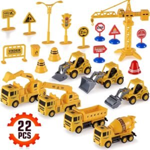 Construction Trucks Toy Set Toys for Kids Boys and Girls Age 3 Year Old & Up ? Fun, Educational & Interactive vehicles STEM Toys ? Life-like & Attention to Details ? Complete Construction Equipment