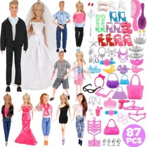 Liberty Imports Huge Bundle Complete Set of Handmade Clothes Outfits with Shoes and Accessories for Dolls (Set of 12 Clothes + Shoes and Accessories)