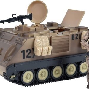 Sunny Days Entertainment Elite Force M113 Desert Armored Vehicle ? Playset with Action Figure and Realistic Accessories | Military Toy Set for Kids