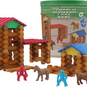LINCOLN LOGS-Centennial Edition Tin Amazon Exclusive-150+ Pieces-Real Wood-Ages 3+-Best Retro Building Gift Set for Boys/Girls-Creative Construction Engineering-Top Blocks Kit-Preschool Education Toy
