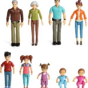 Beverly Hills Doll Collection Sweet Li'l Family Set Dollhouse Figures 9 Action Figurines- Grandpa, Grandma, Mom, Dad, Sister, Brother, Toddler, Twin Boy & Girl- Super Durable & Updated 2019 Edition