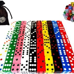 Discount Learning Supplies 100-Piece 16 mm Assorted Colored Dice with Storage Bag