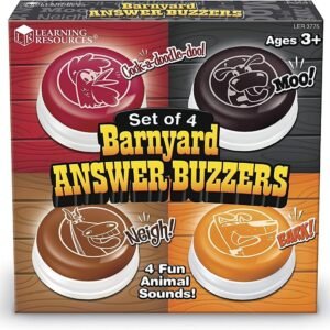 Learning Resources Barnyard Buzzers, Set of 4, Assorted Sounds and Colors, Ages 3+
