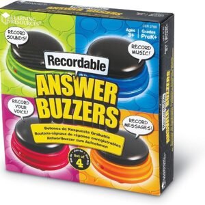 Learning Resources Recordable Answer Buzzers, Personalized Sound Buzzers, Talking Button, Set of 4, Ages 3+