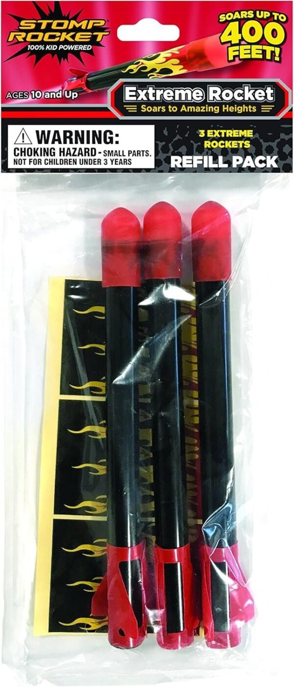 Stomp Rocket Extreme Rocket (Super High Performance) Refill Pack, 3 Rockets [Packaging May Vary]