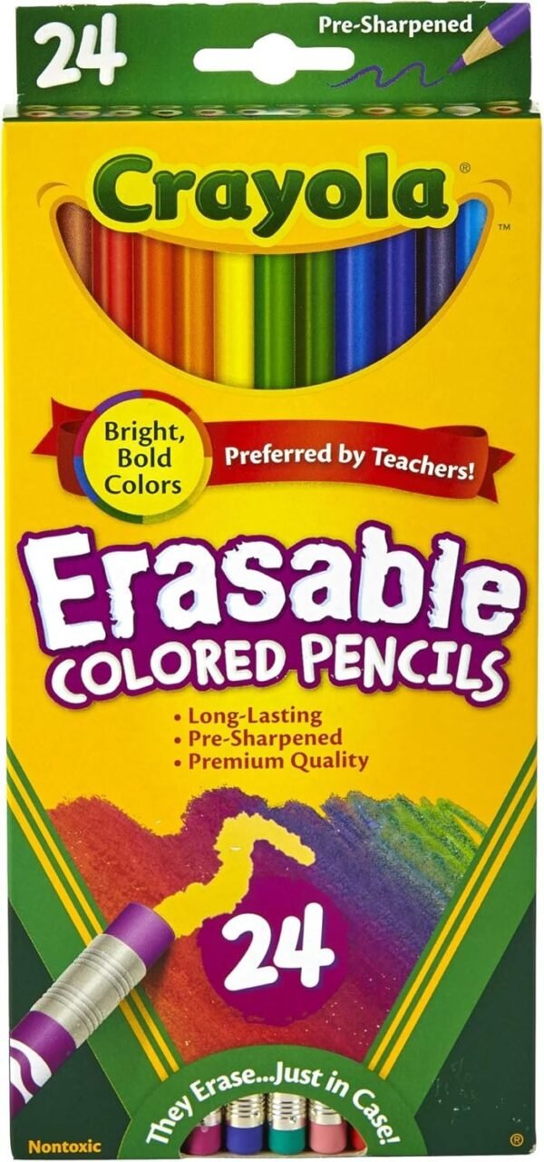 Crayola Erasable Colored Pencils, Kids At Home Activities, 24 Count