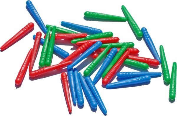 WE Games 36 Standard Plastic Cribbage Pegs w/ a Tapered Design in 3 Colors - Red, Blue & Green