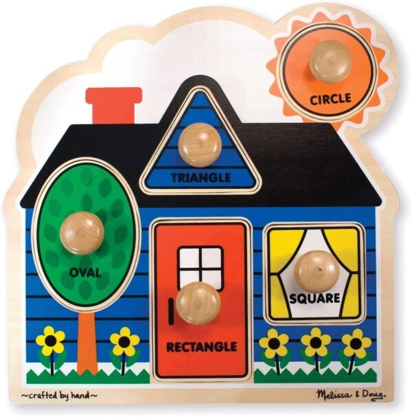 Melissa & Doug First Shapes Jumbo Knob Puzzle (Colorful Artwork, Extra-Thick Wooden Construction, 5 Pieces, 15.5? H ? 11.2? W ? 1.6? L)