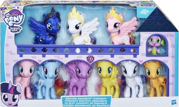 My Little Pony Friendship is Magic Toys Ultimate Equestria Collection ? 10 Figure Set Including Mane 6, Princesses, and Spike the Dragon ? Kids Ages 3 and Up