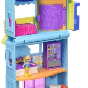 Polly Pocket Pollyville Hotel Pollyville Hotel with 4 Floors of Fun, Micro Polly & Lila Dolls, 1 Sticker Sheet & 5 Micro Accessories; for Ages 4 Years Old & Up