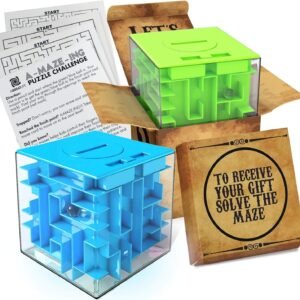 2 Pack Money Puzzle Gift Boxes | Two Cool Cube Shaped Puzzle Money Holder Maze | Challenging and Unique Mystery Puzzle Box - Money Maze for Cash and Mini Maze Cards - by aGreatLife