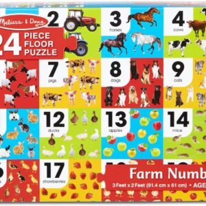 Melissa & Doug Farm Number Floor Puzzle (Easy-Clean Surface, Promotes Hand-Eye Coordination, 24 Pieces, 36? L x 24? W)