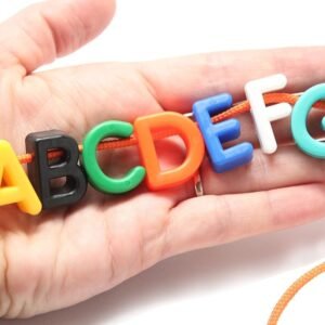 Uppercase Alphabet Lacing Beads Busy Bag - Perfect Fine Motor Learning Activity for Toddlers and Preschoolers. Sort by Shape and Color, Large Beads