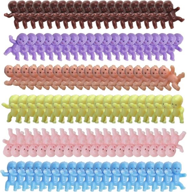120 Pcs Mini Plastic Babies 6 Colors Mini Baby Dolls for Ice Cubes Baby Shower Party Decorations Baby Bathing and Crafting 1 Inch