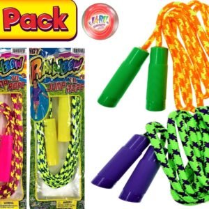 JA-RU Kids Jump Rope 7ft (Pack of 2 Jump Ropes in Bulk) Assorted Colors Jump Ropes for Boys Girls Kids and Adults Great Party Favors Toy Kids Outdoor Activities. Plus 1 Bouncy Ball 1995-2p