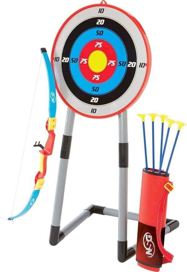 NSG Deluxe Bow and Arrow Set for Kids - Toy Archery Bow with Large Freestanding Target, Suction Cup Arrows, and Quiver