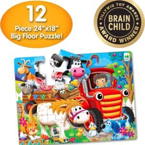 The Learning Journey My First Big Floor Puzzle - Farm Friends - 12 Piece Toddler Puzzle (2 X 1.5') - Educational Gifts for Boys & Girls Ages 2 & Up