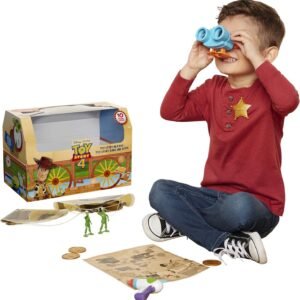 Toy Story Disney 4 Trunk, in A Box! 10Piece Woody Inspired Toy Chest - Includes Lenny The Binoculars, Buzz Lightyear Blaster, Woody's Roundup Map & More!