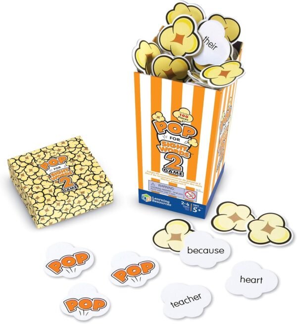 Learning Resources Pop for Sight Words 2 Game, Homeschool, Early Vocabulary/Phonics Classroom Game, 100 Pieces, 2-4 Players, Ages 5+