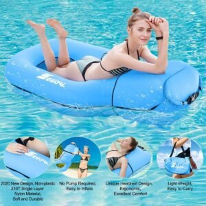 2020 Pool Floats Inflatable Floating Lounger Chair Water Hammock Raft Swimming Ring Pool Toy for Adults & Kids, Lightweight Single Layer Nylon Fabric No Pump Required, 3 Seconds Filling The Air
