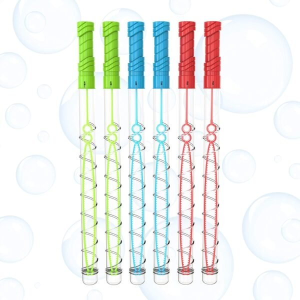 TooglBox Big Bubble Wand Kit: 6-Piece Set | Incl. 6 Plastic Wands, 12 Bubble Concentrate Pouches (10ml Each) Double Fun | Outdoor Toy Kids, Assorted Colors Non Toxic-Great Value Money