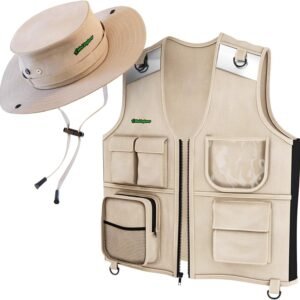 Kids Explorer Vest and Hat Costume - Backyard Safari Cargo Vest Kids Outdoor Activity - Gifts for Young Kids, Boys and Girls Ages 4-8