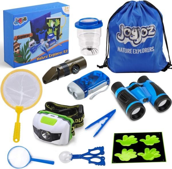 Joyjoz Adventure Kit, Outdoor Explorer Kit for Kids with Compass, Binoculars, Flashlight, Magnifying Glass, Backpack, Toys for Boys Girls Camping Hiking