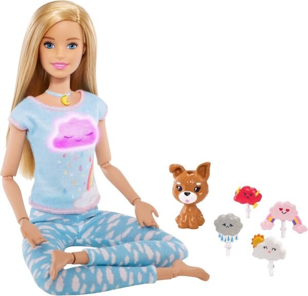 Barbie Breathe with Me Meditation Doll, Blonde, with Lights & Guided Meditation, Multi (GMJ72)