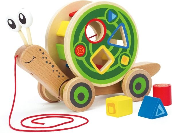 Award Winning Hape Walk-A-Long Snail Toddler Wooden Pull Toy