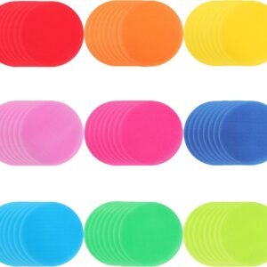 SOTOGO 72 Pieces Spot Markers Carpet Markers Sitting Spots Hook and Loop for Classroom, 9 Colors
