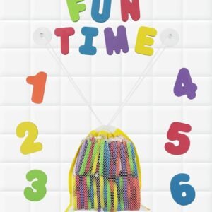 Click N' Play Bath Foam Letters & Numbers with Mesh Bath Toys Organizer, 36 Count