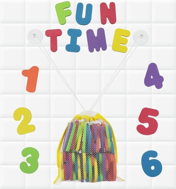 Click N' Play Bath Foam Letters & Numbers with Mesh Bath Toys Organizer, 36 Count