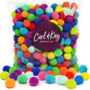 Carl & Kay [250 Pcs] 1 Inch Pom Poms in Bright & Bold Assorted Colors, Craft Pom Pom Balls, Pompoms for Crafts, Pom Pom for Crafts