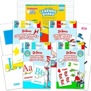 Dr. Seuss Flash Cards Super Set Toddler Kids -- 144 Flashcards (4 Packs) with White Board (Dr. Seuss ABC Flash Cards, Numbers Flash Cards, Colors and Shapes, First Words) with Stickers