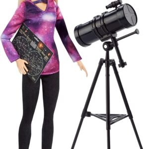 ??Barbie Astrophysicist Doll, Blonde with Telescope and Star Map, Inspired by National Geographic