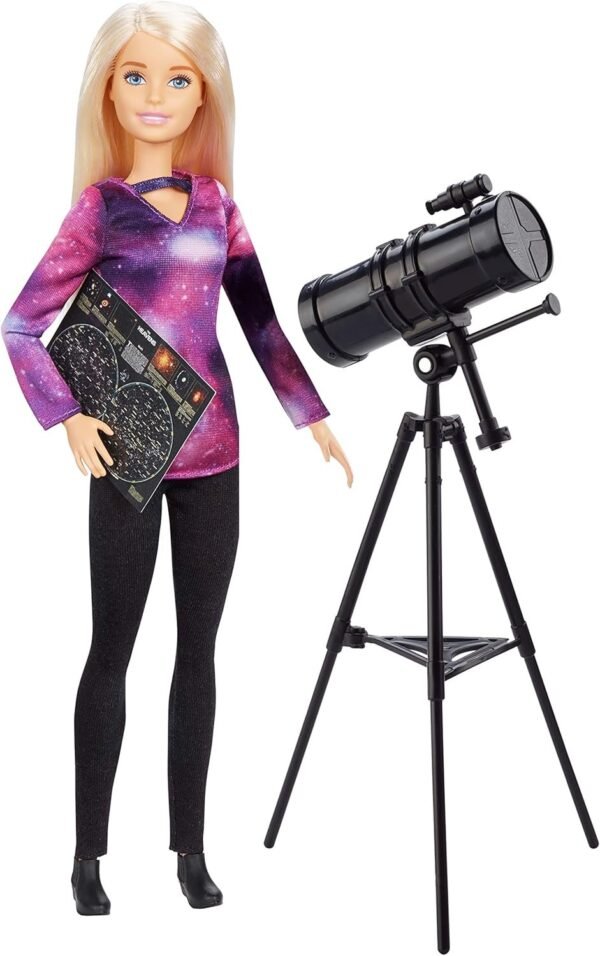??Barbie Astrophysicist Doll, Blonde with Telescope and Star Map, Inspired by National Geographic