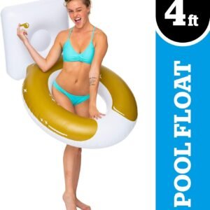 BigMouth Inc. Golden Toilet Pool Float, Thick Vinyl Raft, Holds 200 Pounds and Includes Patch Kit 48: x 48'